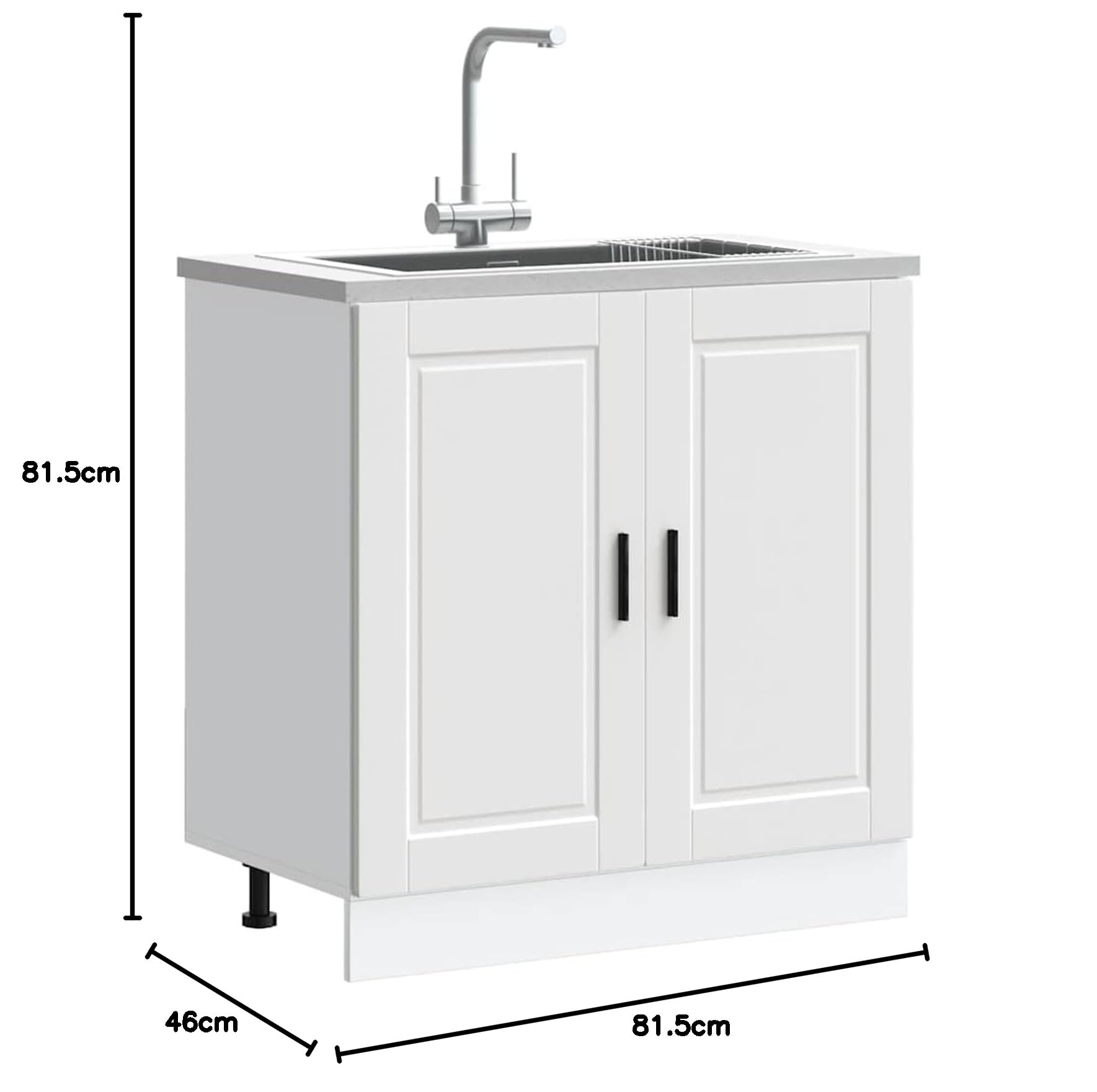 Homgoday Mueble bajo Fregadero Porto Blanco 80x46x81,5cm de Cocina sin Encimera - Madera diseñada para Lavabo