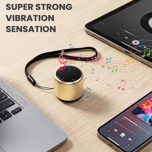 Image of Best Mini Portable Bluetooth Speaker with HD Sound & Bass I Smallest Wireless Bluetooth Speakers for Phone /PC /Tablet I Photo Selfie Button Answer Phone Calls I Cute Tiny Speaker (Gold)
