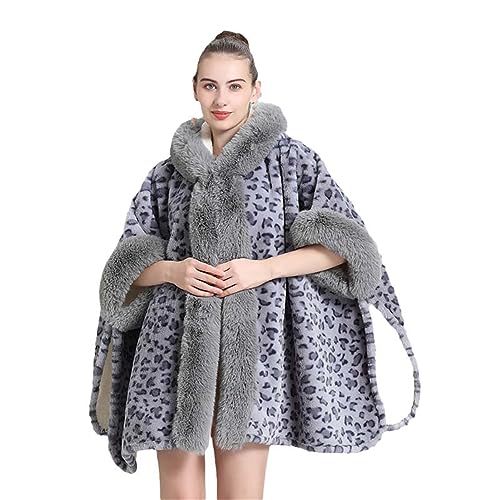 Abrigo de lana de leopardo con capucha para mujer contra el frío de invierno 1