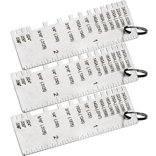 Beaupretty Set de 3 Calibradores de Espesor para Soldadura en Acero Inoxidable, Herramientas de Medición para Hoja Metálica y Alambre para Inspección Industrial