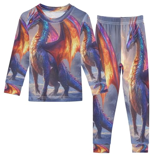 Pajama Sets Long Sleeve Fantasy Dragon Soft Comfy Sleepwear 2 Piece PJS 3-8T