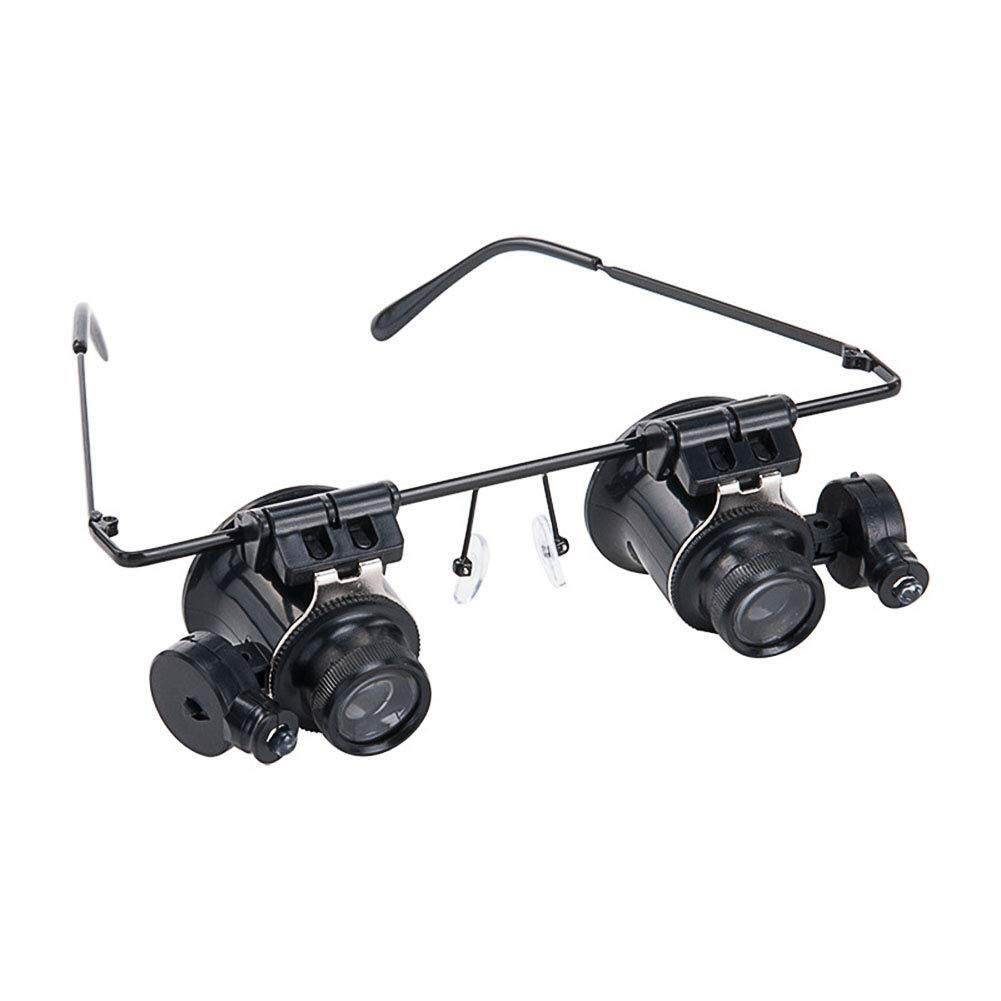 20-Fache Stirnbandlupe Mit 2 LEDs, Freihändige Leselupe Zur Kopfmontage, Juwelierlupe