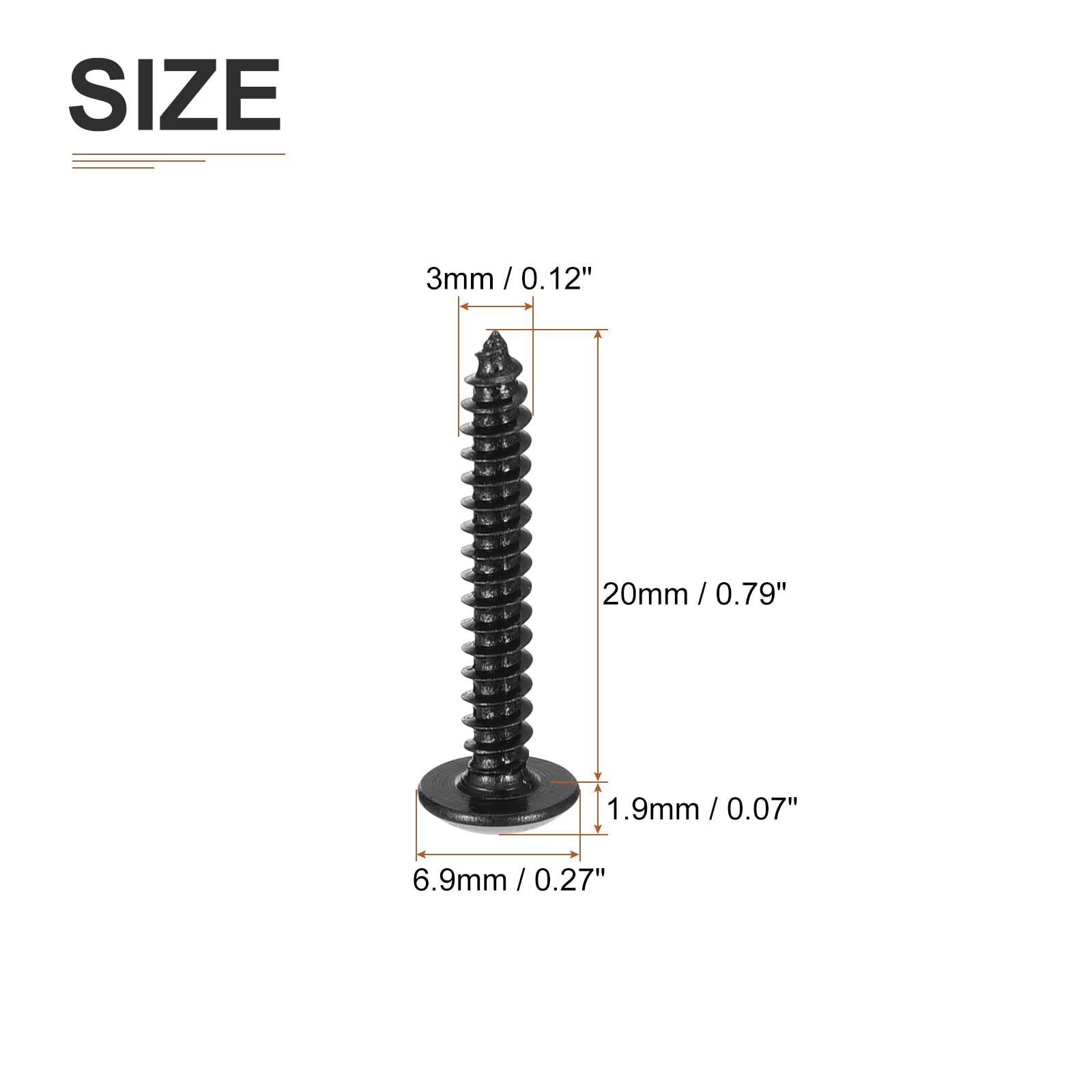 DTGN M3x20 Sheet Metal Screws - 125 Pack - for Wood Furniture - Carbon Steel Phillips Truss Head Self Tapping Tip Wood Screws - Black - Image 2