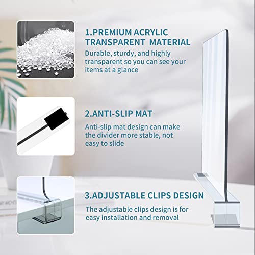 12 Pack Acrylic Shelf Dividers, Clear Shelf Divider for Closet Organization, Closet Shelf Separators for Clothes/Purses, Wood Shelves Organizers in Bedroom, Kitchen, Office, Cabinets, Bathroom Storage - Image 4