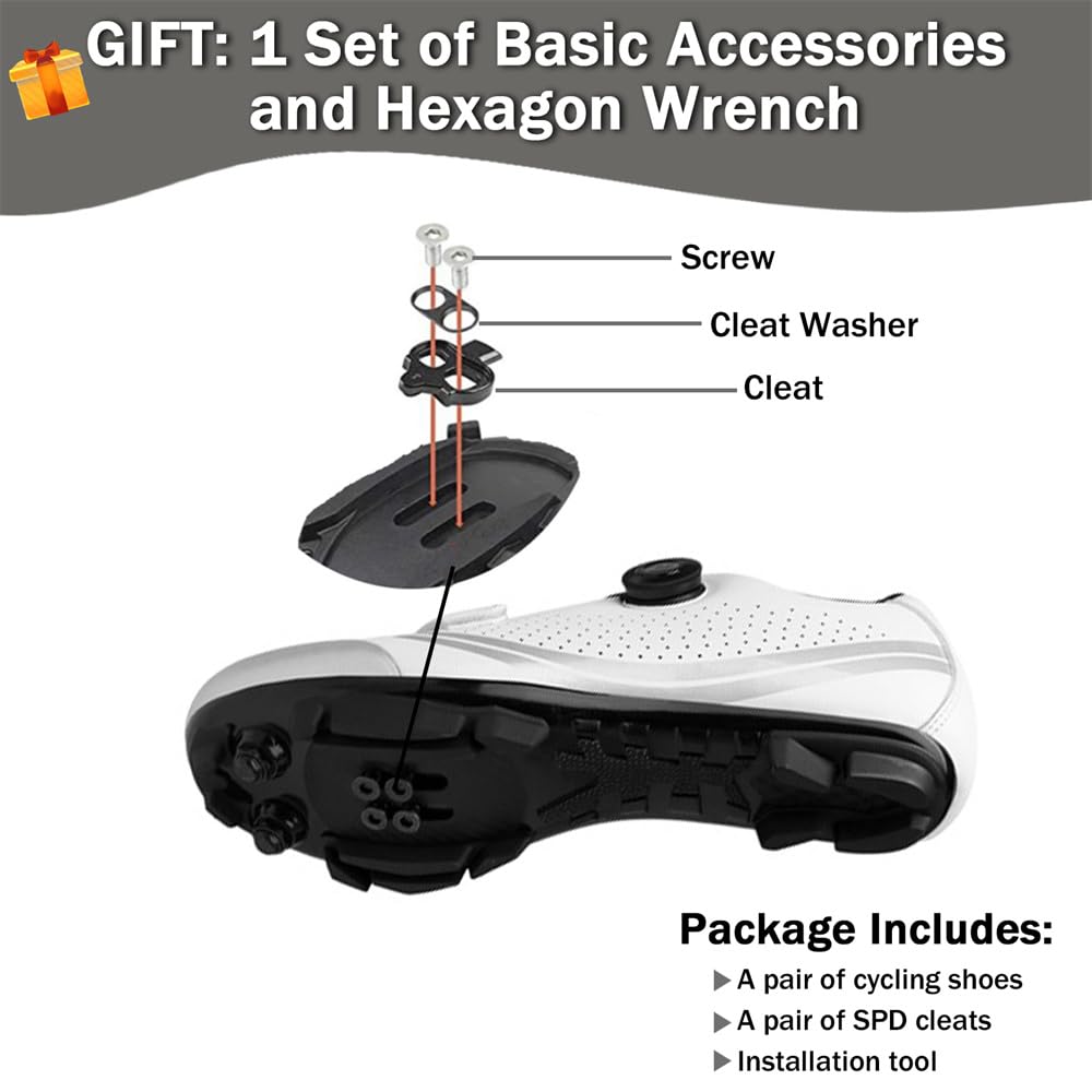 ENEN Scarpe MTB Uomo, Scarpe da Ciclismo Uomo, Scarpe Spinning Donna, Scarpe MTB SPD, Scarpe Mountain Bike Compatibili con Pedali SPD 2 Bulloni con Tacchette, 36-47 EU Scarpe Bici