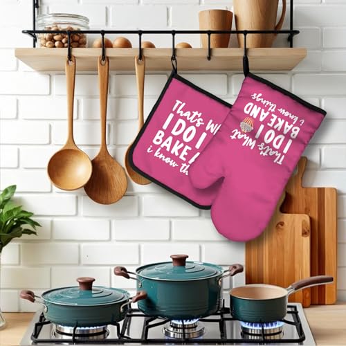 Gants de cuisine roses amusants avec maniques pour gâteaux et four