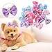 20pcs Dog Hair Bows with Rubber Bands Small Dog Puppy Dots Faux Pearl Bow Pattern Hair Rope Hair Band Pet Grooming Products for Puppies Cats and Other Small Pets