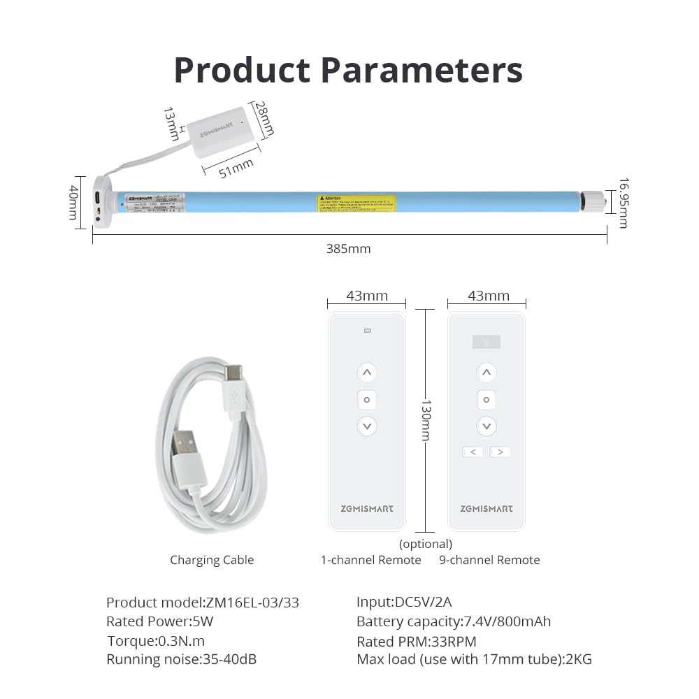 Smart Blinds Motor for 17mm/25mm/28mm Tube, Rechargeable Zigbee Roller Shade Motor, Works with Alexa & Google Home - Image 2