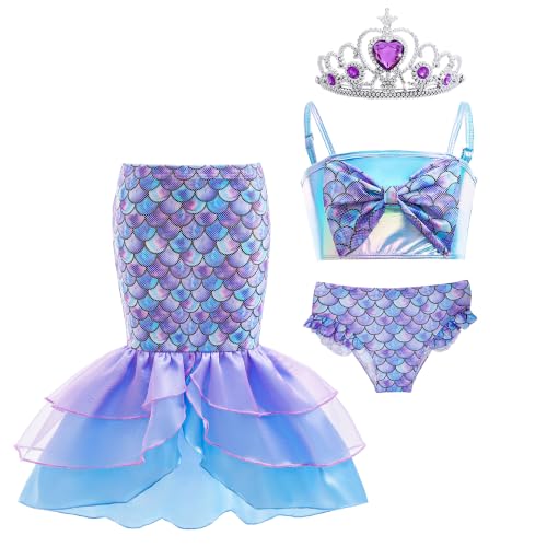 Image of Girls 4pcs Swimsuit Bathing Suit Princess Bikini Set for Toddler Little Kids Beach Swimwear