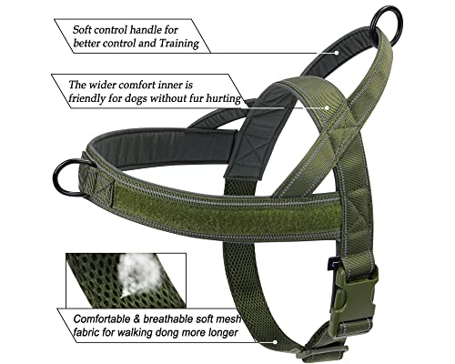 Eeyfarog No Pull Hundegeschirr für kleine mittelgroße Hunde, reflektierend ausbruchsicher verstellbar ohne Zug, Hundegeschirr (Grün, XL)