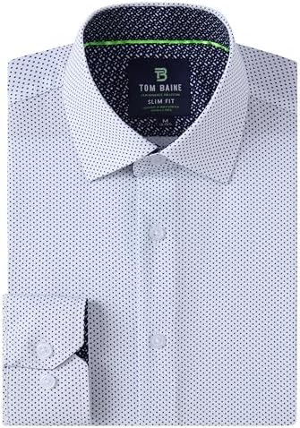 Tom Baine Men Slim Fit Performance Long Sleeve Geometric Casual B...