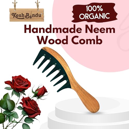 Image of Handmade Kacchi Rose sheesham Broad Wooden Comb For Men & Women Detangling, Frizz Control & Shine, Suited For All Hair Types Kangi (Wide Rosewood Comb)