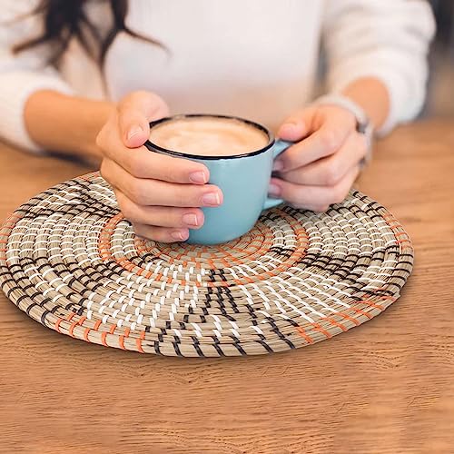 Jogo Americano EMUKOEP Feito de Grama Estilo Nórdico Jogo Americano Redondo Inovador para Mesa de Ja