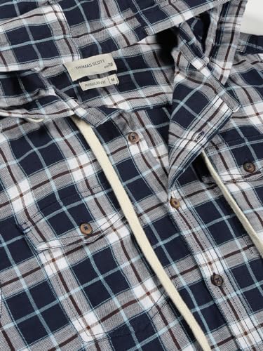 Image of Thomas Scott Men's | Checks | Full Sleeve | Regular Fit | 100% Cotton | Hooded | Casual Shirt