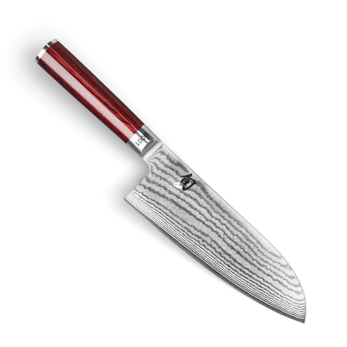 KAI Shun Classic Red DM 0717RD Großes Santoku 19 cm, japanisches Damast Küchenmesser mit VG MAX Stahl und rotem Pakkaholzgriff