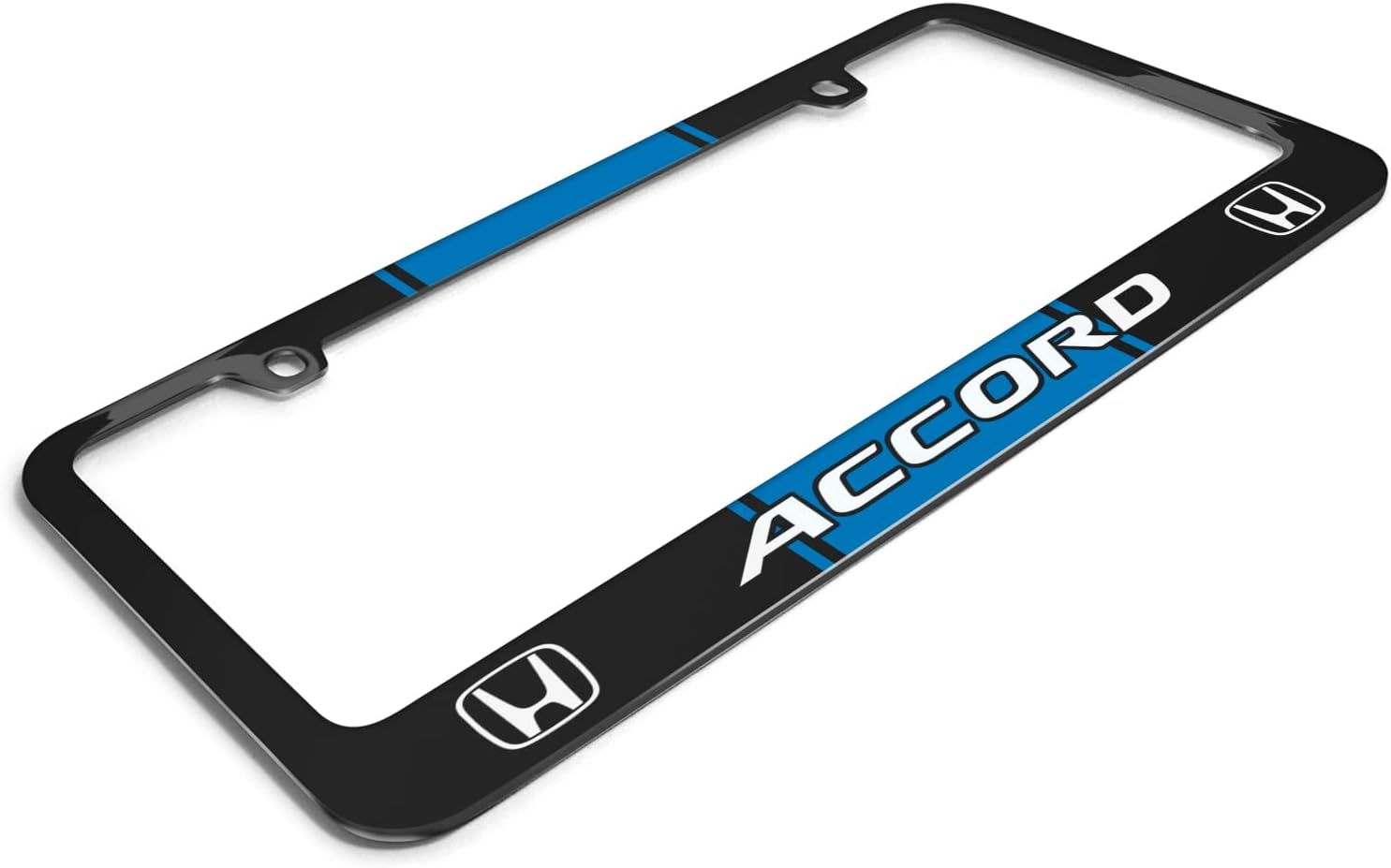 iPick Image Made for Honda Accord Blue Racing Stripe Black Metal License Plate Frame