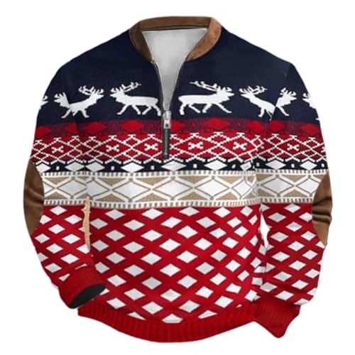 Generisch Herren Pullover im Norweger-Stil mit Troyer-Kragen -...