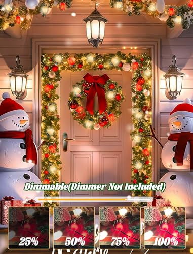 Image of 25Ft LED C9 Red and White Christmas Lights Outdoor, C9 Vintage Christmas Lights with 26 LED Red and White Bulbs, Hanging Outdoor String Lights for Patio Outside Holidays Party Xmas Roofline Wedding