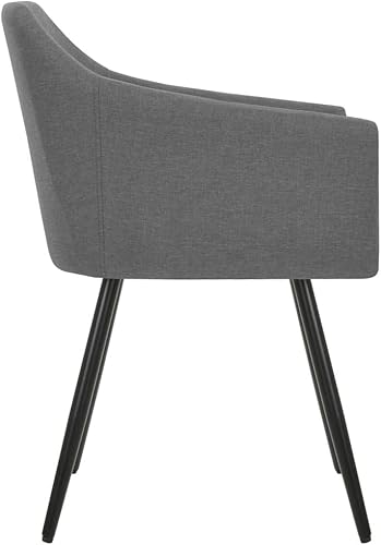 Miniatura 5 de Dining Chairs Set of 2 Light Grey Polyester Fabric Upholstered with Metal Frame and Tufted Cushion Ergonomic Design for Dining Room Kitchen and