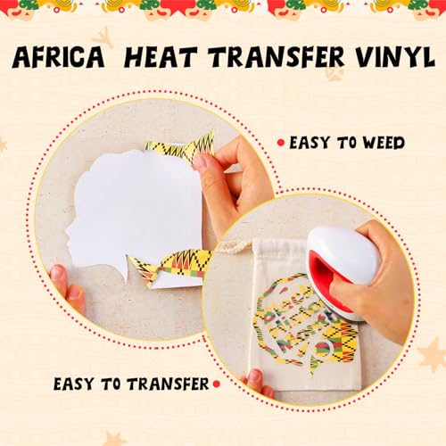 HTVSTD Kwanzaa Htv Vinil De Transferência De Calor - 12 Folhas (12 * 10 Polegadas) Padrões Da África