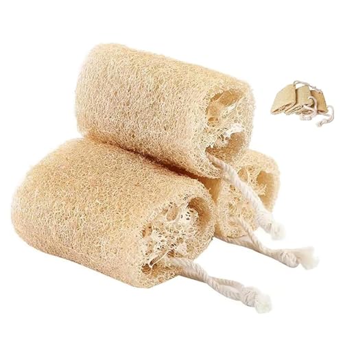 CVNRCLP Natural Loofah Sponge Set - 3 Organic Exfoliating Body Brushes for Deep Cleaning, Unclogging Pores, and Removing Stains & Skin Oils – Eco-Friendly Mesh Sponges