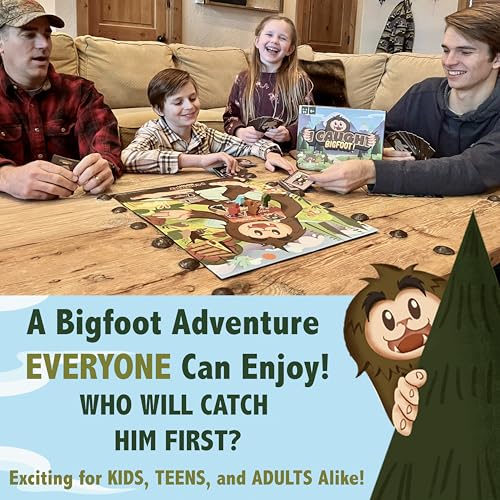 I Caught Bigfoot! - Collect Evidence to Catch The Elusive Bigfoot! Kids Game for Game Night, Family Games for Kids and Adults, Board Game for Family Night, 4 Wooden Pieces, 106 Playing Cards, Ages 6+