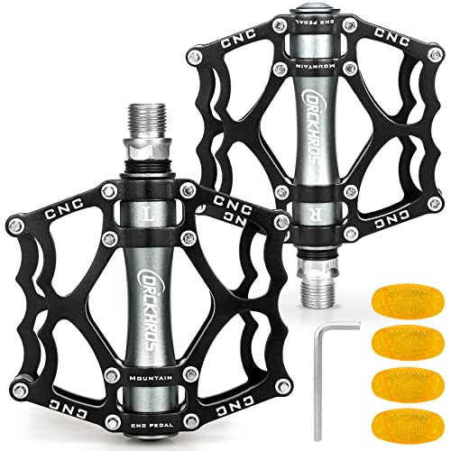 Pédale de vélo 9/16",Axe CNC,En aluminium,Pédales de vélo en métal,Double DU,Roues scellées et grande surface d'appui antidérapantes,Pédales de VTT pour vélo électrique, VTT, trekking, vélo de route Cover