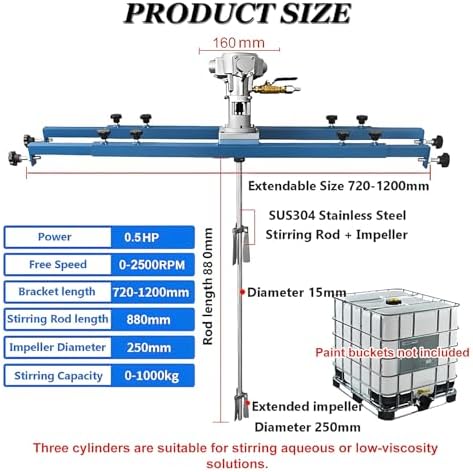 IBC Tote Mixer 250N Air Agitator with Folding Paddle & Support Handle, Stepless Speed Control for Mixing Spray Paints, Coatings & High-Viscosity Solutions, Model A