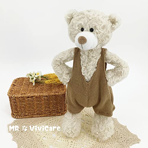 Mr Vivicare 13.5" Cream Beige Bear Stuffed Animals For Kids And New Born Babies,Knitted Dressed Stuffed Teddy Bear Plush Toys For Boys And Girls,Great Gifts On Birthday,Children's Day,Machine Washable #TOP7
