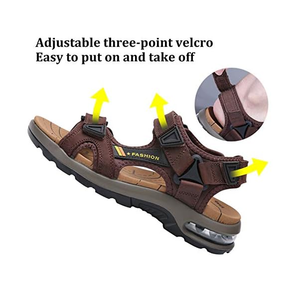 Men's Sandals Open-Toe Leather Outdoor Hiking Sandals Athletic Beach Shoes Water Beach Sandals - Image 5