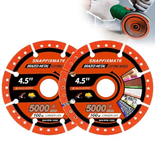 Image of 115 mm Diamond Cutting Discs – 2 Pack Segmented Metal Cut Off Wheels – Fast Cutting Accessory for Angle Grinder – Suitable for Steel Iron Rebar and Tile