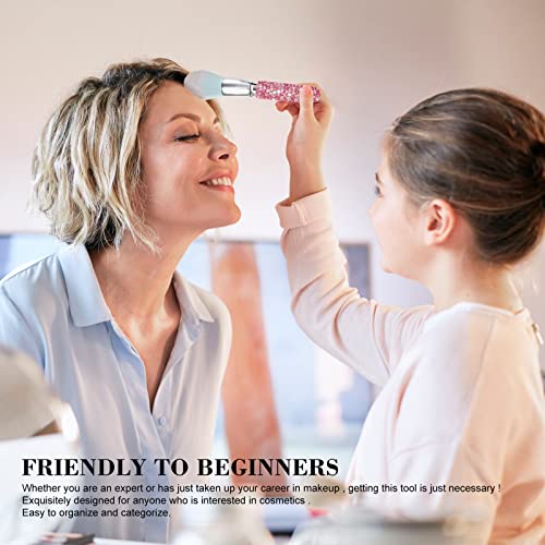 Makeup Brushes Bling Crystal Professional Face Cosmetics Blending Liquid Foundation Powder Concealer Eye Shadows Make Up Beauty Tool Glitter(12Pcs) (Purely Handmade)(Pink) #TOP6