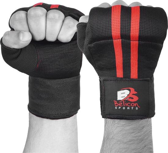 Belicon Sports-Gel - Bandas de Boxeo - Vendas interiores elásticas largas, protección acolchada para muñeca y puño, para entrenamiento de boxeo, Muay Thai, Kickboxing, artes marciales, hombre y mujer