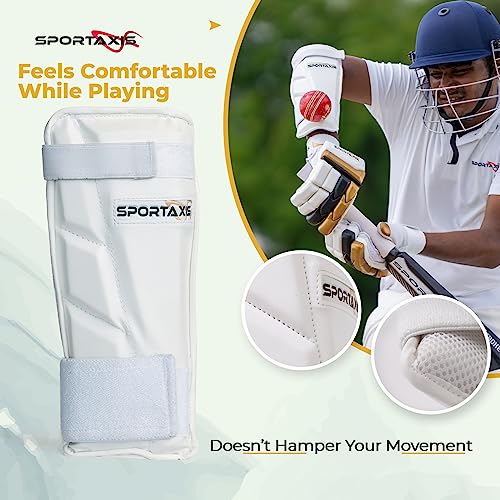 SPORTAXIS Cricket Arm Guard - Dual Strap, Soft Inside Foam, Maximum Protection - White, Essential Cricket Gear for Confident and Stylish Play – Useful for Long Practice & Playing Sessions - Thumbnail 2