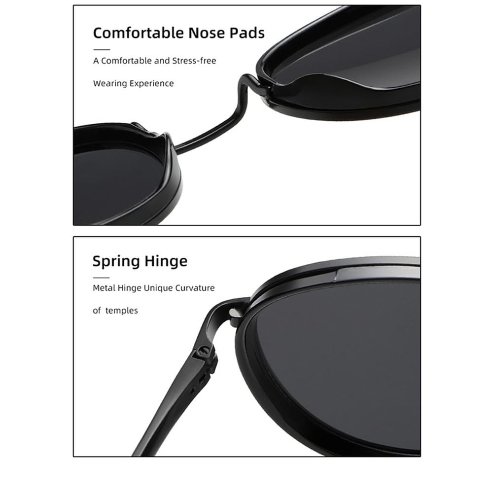 Gafas de sol polarizadas redondas vintage para hombre con montura metálica, gafas de moda, gafas de sol para conducir.
