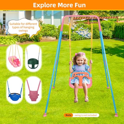 Image of Foldable Swing Stand for Kids, Heavy-Duty Metal Swing Frame for Indoor /Outdoor, Suitable for Most Baby Toddler Swings, Easy to Assemble & Store, Swings not Included