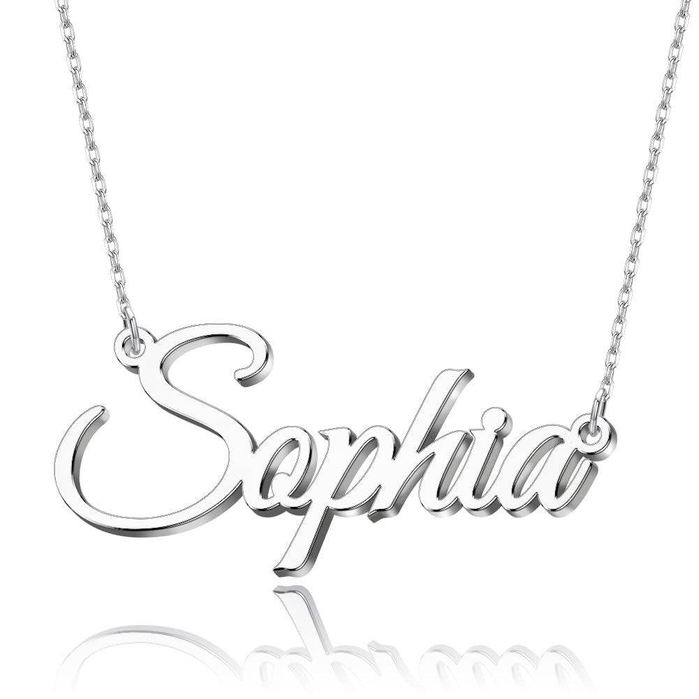 Name Necklace Personalized, Custom Made Nameplate Necklace Dainty Sterling Silver Gift for Mother Girlfriend