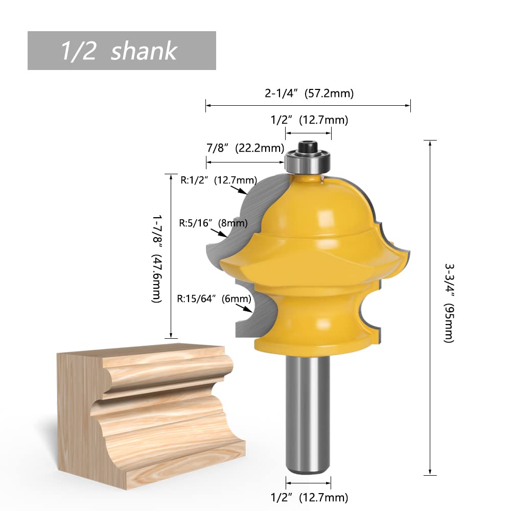 Fresa de puerta for herramientas de carpintería, vástago multiforme de 12mm y 1/2 ", 1 unidad(12.7mm shank)