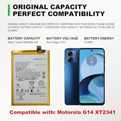 Image of GREEN FUSION Compatible with Motorola G14 XT2341 Battery Replacement Kit PC50 with Repair Tools