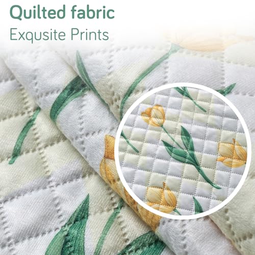 Image of HOKIPO Tulip Blossom Quilted Sofa Backrest Cover Mat| 'Tassel Twigs' Series (IN-988-T4)