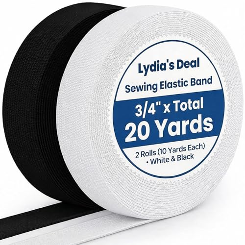 Elastic Band for Sewing 3/4 Inch Wide High Stretch Knit Elastic 20 Yards (2 Rolls) Soft & Durable Waistband Elastic for Pants Skirts & DIY Crafts (10 Yards White 10 Yards Black)