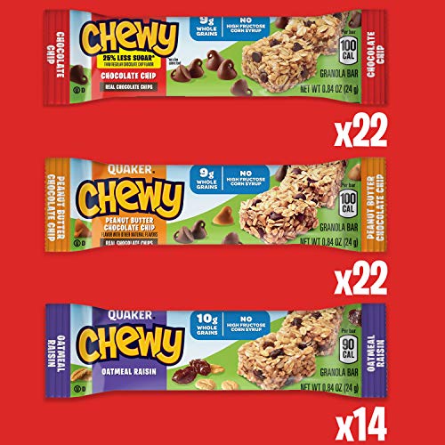 Image of Quaker Chewy Granola Bars, 3 Flavor Variety Pack, (58 Pack)