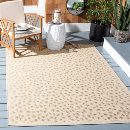 Tapete decorativo rectangular beige y dorado 4 x 5'7" miniatura 1