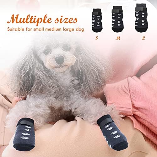 RANYPET Anti Slip Dog Socks 3 Pairs - Dog Grip Socks with Straps Traction Control for Indoor on Hardwood Floor Wear, Pet Paw Protector for Small Medium Large Dogs S