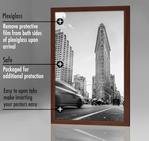 Americanflat 24x36 Poster Frame with Polished Plexiglass - Wide Picture Frames Made of Engineered Wood for Vertical or Horizontal Wall Display - Epic Collection - Mahogany