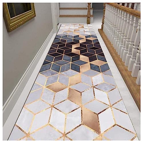 Alfombra de pasillo moderna azul 60x300 antideslizante para sala y dormitorio 2