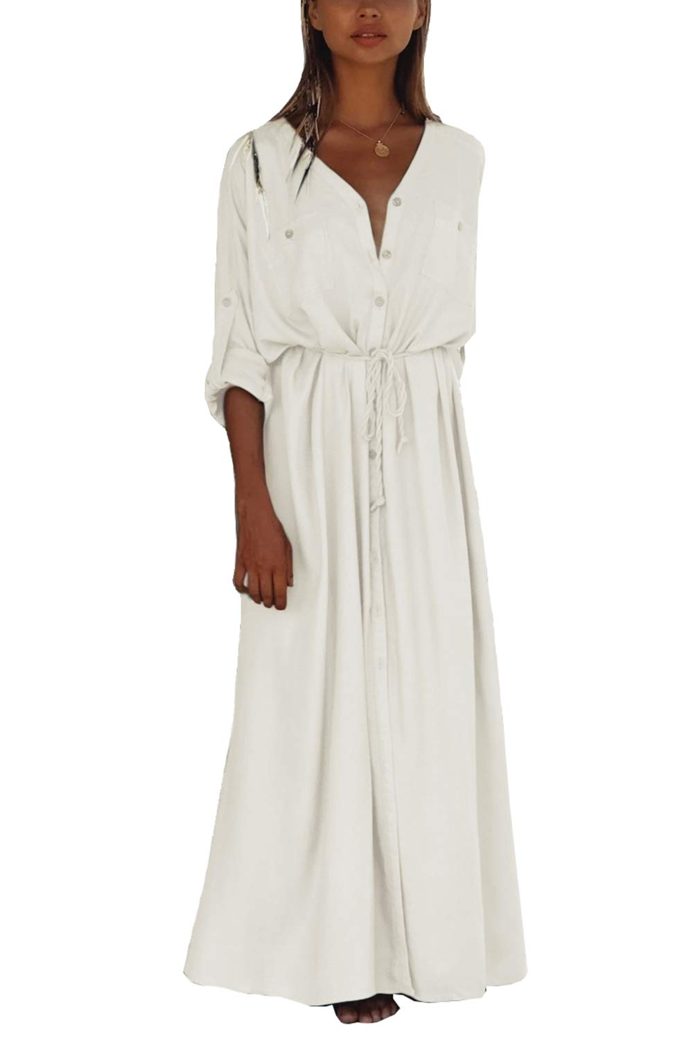 YouKD Kimono Bohemio de Manga Larga cárdigan Traje de baño de Playa Vestido Largo para Mujer