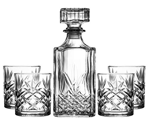 Royalty Art Whiskey Decanter with Pull Bottle Stopper for Bourbon, Scotch, Gin, Tequila, Liquor, and Alcohol, 34 oz. Vintage Carafe, Decorative Textured Glass, Easy Pour (1) Royalty Art Whiskey Decanter with Pull Bottle Stopper for Bourbon, Scotch, Gin, Tequila, Liquor, and Alcohol, 34 oz. Vintage Carafe, Decorative Textured Glass, Easy Pour (1)