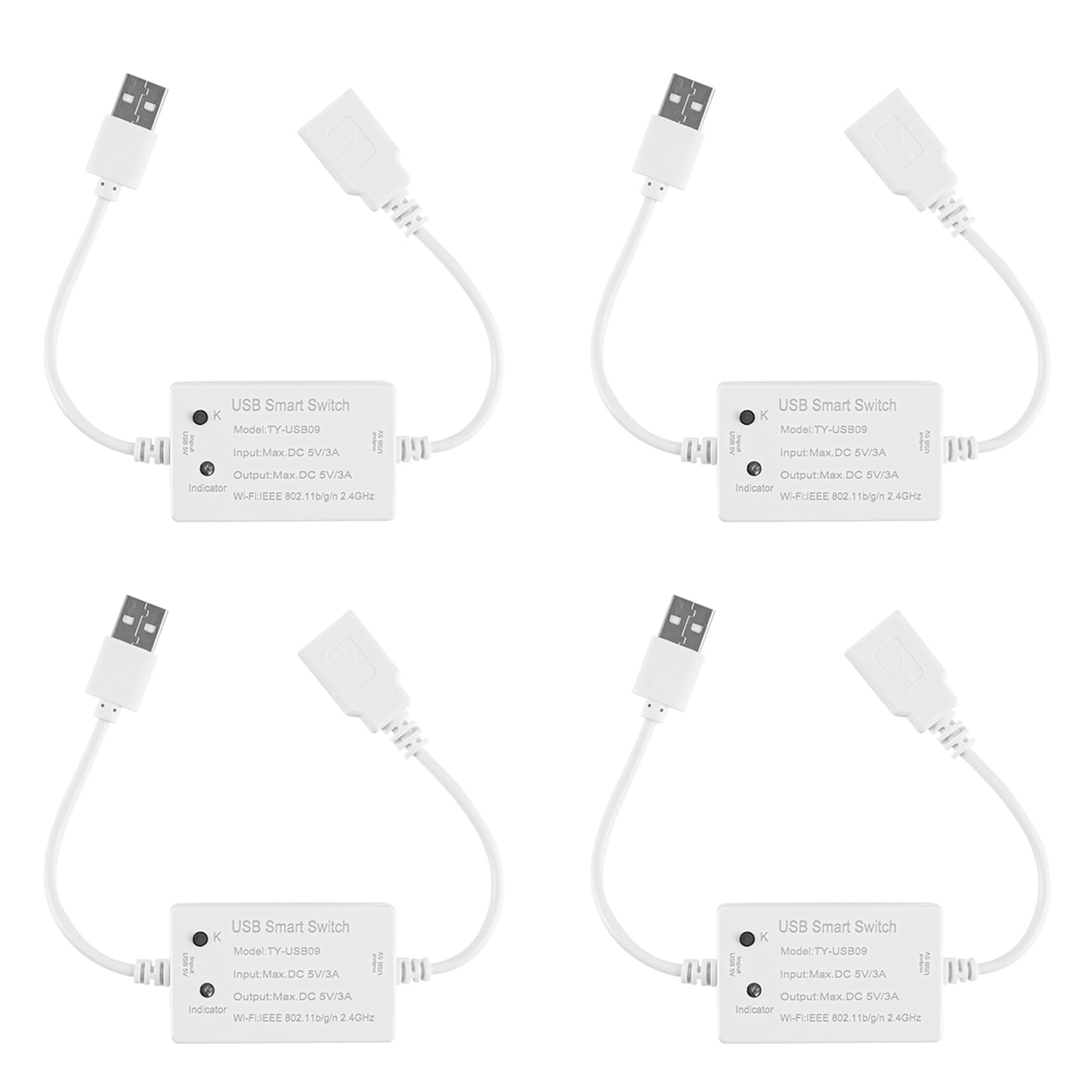 Dropfree 4X Tuya USB Switch WiFi Controller Universal Breaker Timer Life for USB Appliances for Home