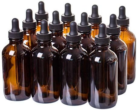 120ml (4oz) Amber Boston Round Bottle with Glass Eye Dropper, Pack of 12